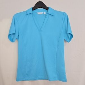 Lady Hagen Womens Med Turquoise Short Sleeve V-Neck Golf Polo